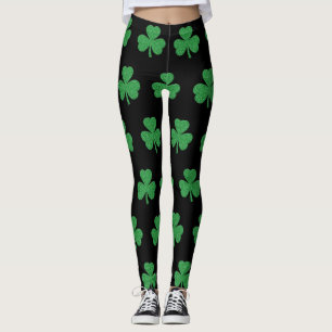 St. Patrick's Day Glitter Shamrock Leggings