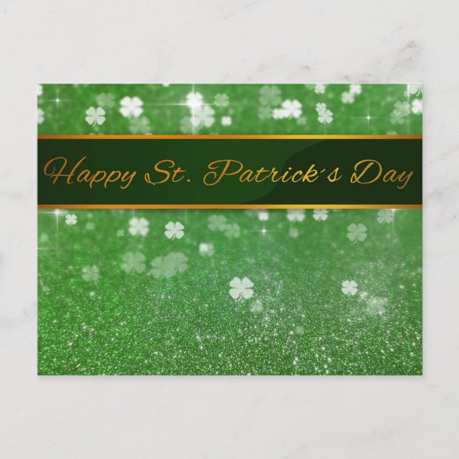 St. Patrick's Day Glitter Shamrock Postcard (Front)