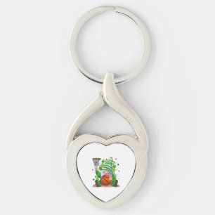 St Patrick's Day Gnome Holding Basketball Lucky Bo Key Ring