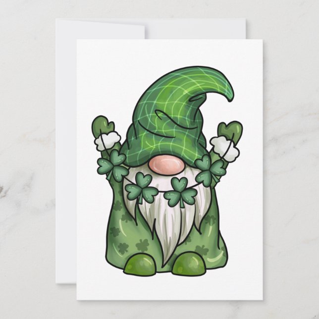 St Patricks Day Gnome Holiday Card (Front)