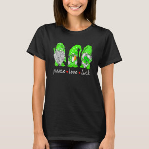 St Patrick's Day Gnome Peace Love Luck Heart Shamr T-Shirt