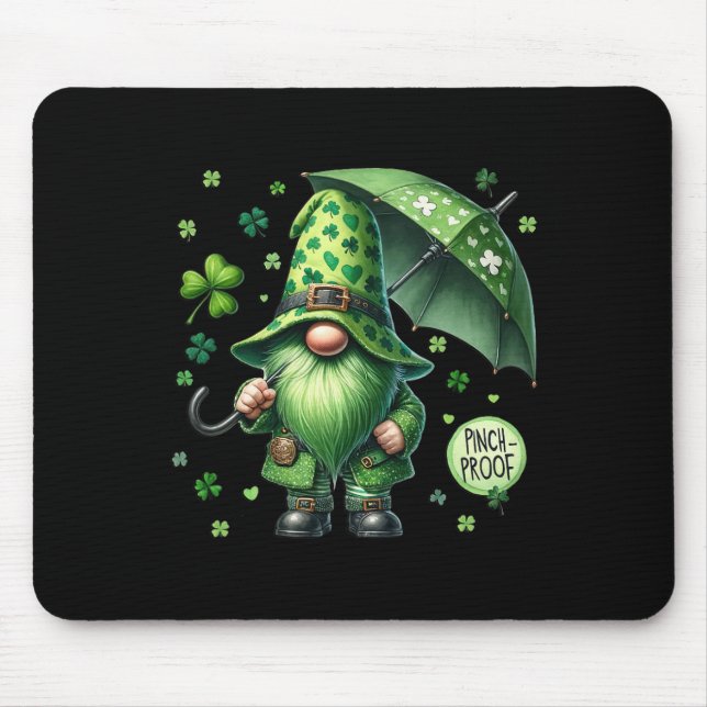 St Patricks Day Gnome With Green Beard Funny Pinch Mouse Mat (Front)