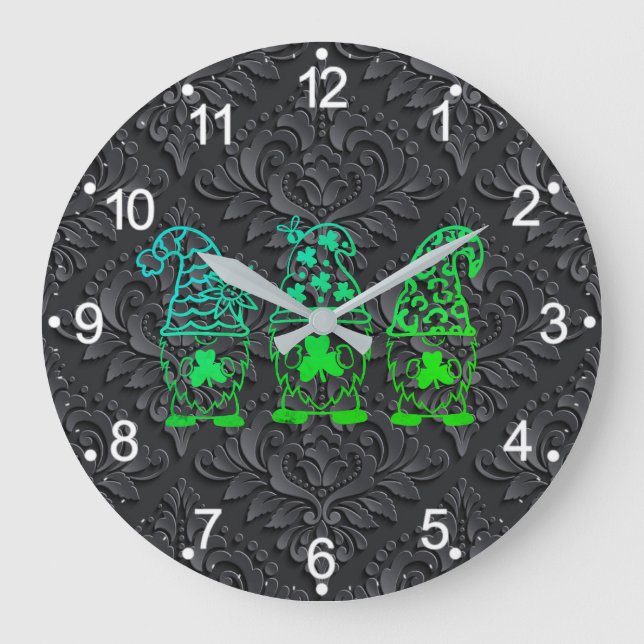 St. Patrick's Day Gnomes-67845 Large Clock (Front)