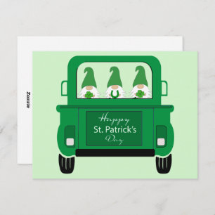 St. Patrick's Day Gnomes in Truck Holiday Card