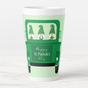 St. Patrick's Day Gnomes in Truck Latte Mug