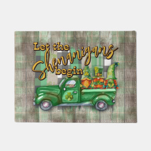 St. Patrick's Day Gnomes In Truck Shenanigans  Doormat