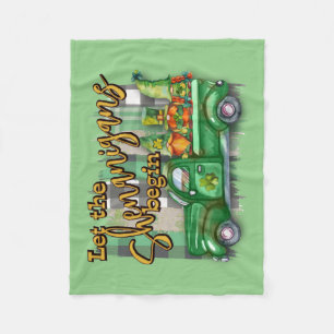 St. Patrick's Day Gnomes In Truck Shenanigans Fleece Blanket