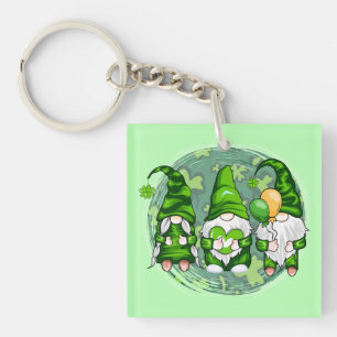 St. Patrick's Day Gnomes Shamrock Gnomes-54989 Key Ring