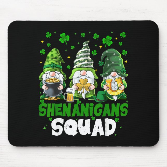 St patricks day gnomes shenanigans squad saint mouse mat (Front)