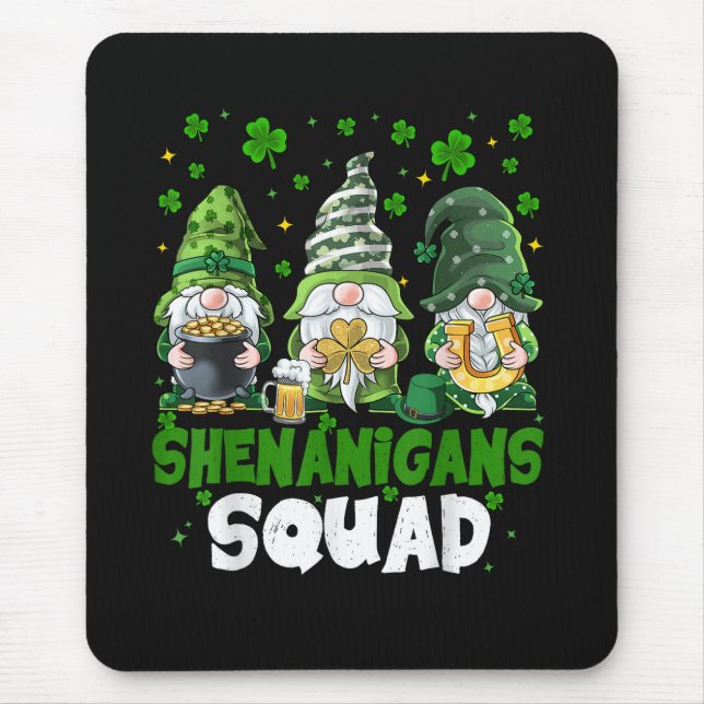St Patricks Day Gnomes Shenanigans Squad Saint  Mouse Mat (Front)