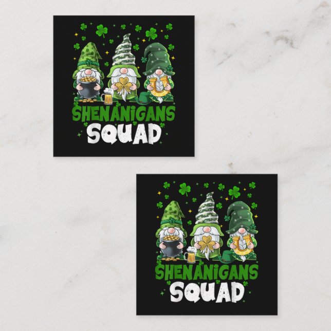 St Patricks Day Gnomes Shenanigans Squad Saint  Square Business Card (Front/Back)