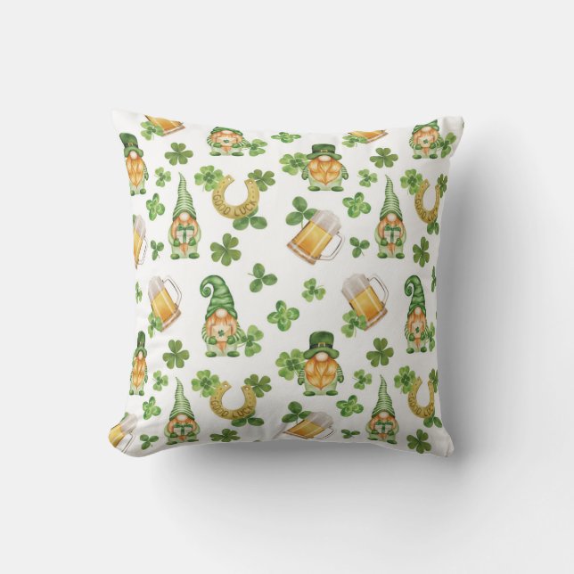 St Patricks Day Gnomes Throw Pillow (Front)