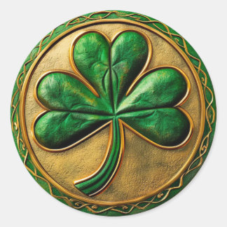 St. Patrick's Day Gold Coin Shamrock Classic Round Sticker