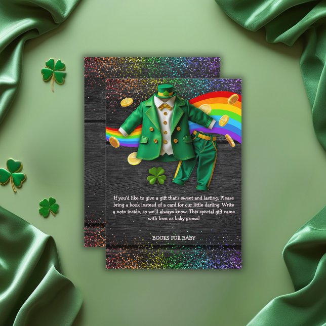 St. Patrick's Day Gold Rainbow Clover Baby Shower Enclosure Card (Creator Uploaded)