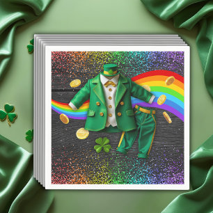 St. Patrick's Day Gold Rainbow Clover Baby Shower Napkin