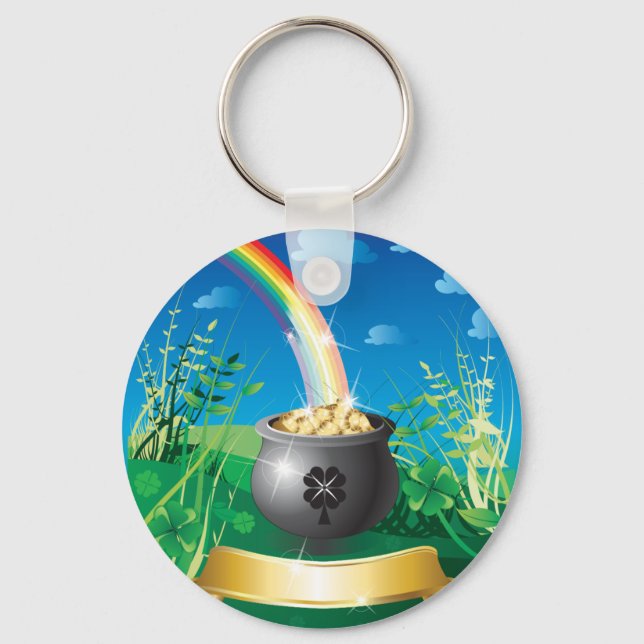St. Patrick's Day Gold Rainbow Key Ring (Front)