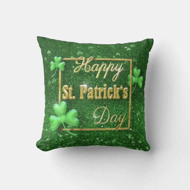 St. Patrick's Day Gold Shamrock Cushion (Front)