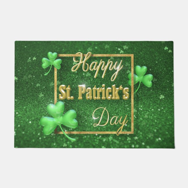 St. Patrick's Day Gold Shamrock Doormat (Front)