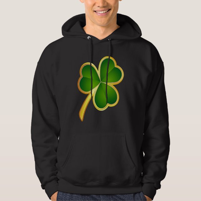 St Patrick's Day Gold Shamrock For Men, Women & Ki Hoodie (Front)