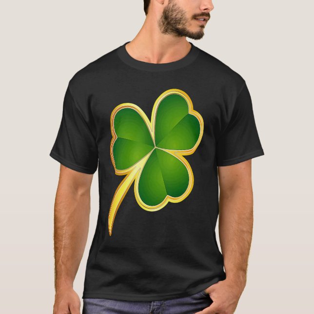 St Patrick's Day Gold Shamrock For Men, Women & Ki T-Shirt (Front)