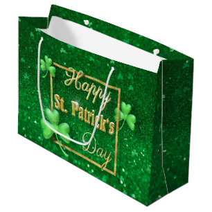 St. Patrick's Day Gold Shamrock Large Gift Bag