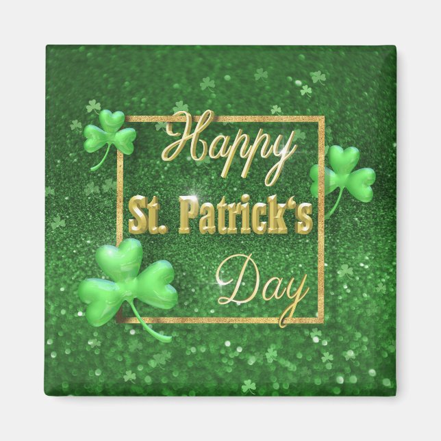 St. Patrick's Day Gold Shamrock Magnet (Front)