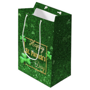 St. Patrick's Day Gold Shamrock Medium Gift Bag
