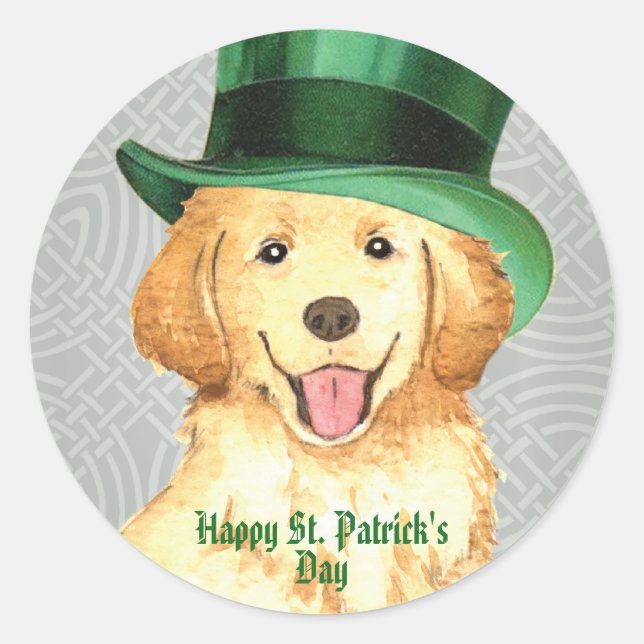 St. Patrick's Day Golden Classic Round Sticker (Front)