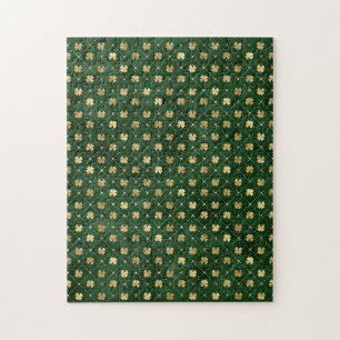 St Patricks Day Golden Clover Shamrock Vintage Jigsaw Puzzle