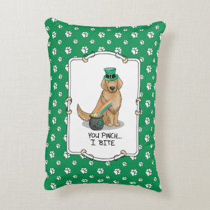 St. Patrick's Day Golden Retriever Dog Decorative Cushion