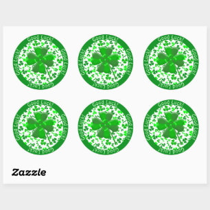 St Patrick's Day Good Luck Shamrocks Personalised Classic Round Sticker