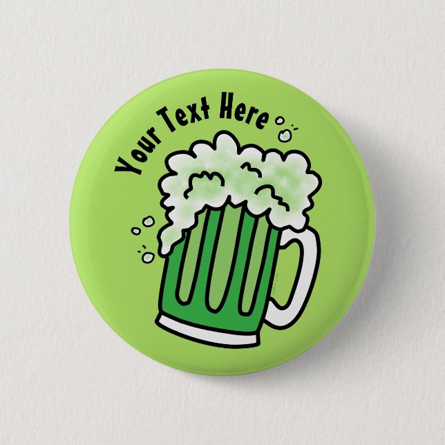St Patrick's Day Green Beer 6 Cm Round Badge (Front)