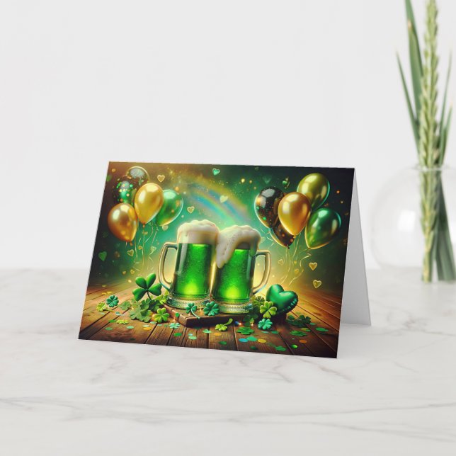 St. Patrick's Day Green Beer Holiday Card (Front)
