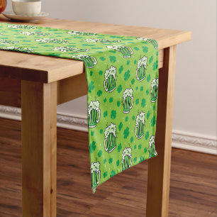 St Patrick's Day Green Beer Pattern Short Table Runner