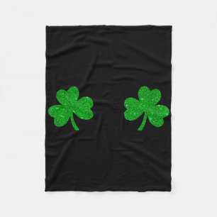St Patricks Day Green Clover Irish Shamrock Breast Fleece Blanket