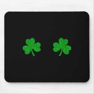 St Patricks Day Green Clover Irish Shamrock Breast Mouse Mat