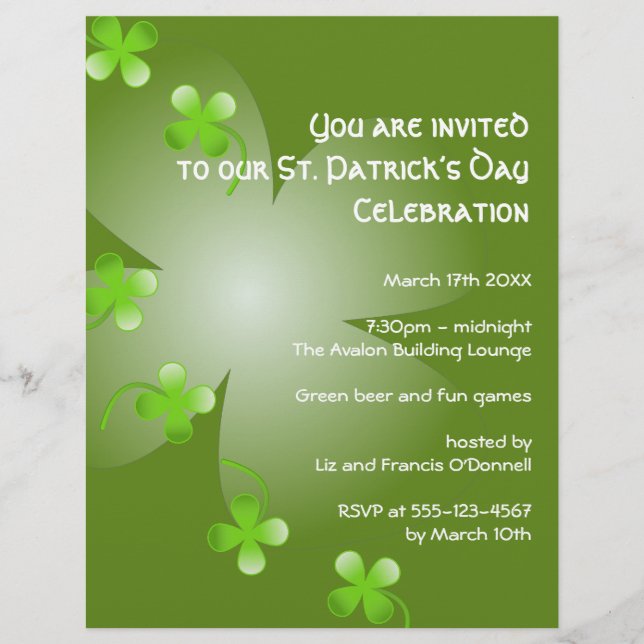 St Patrick's Day green clover party event large Flyer (Front)