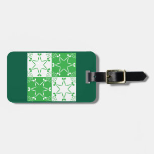 St Patricks Day Green Clover Star Geometric Luggage Tag