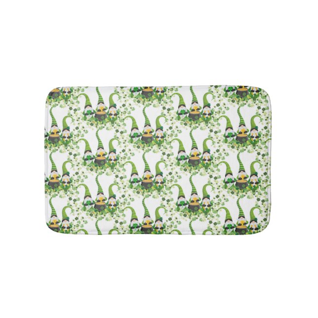 St Patricks Day Green Clovers Old Leprechaun Bath Mat (Front)