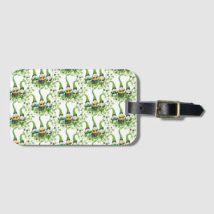St Patricks Day Green Clovers Old Leprechaun Luggage Tag