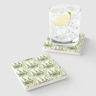 St Patricks Day Green Clovers Old Leprechaun Stone Coaster