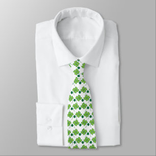 St Patricks Day Green Four Leaf Clover Tie