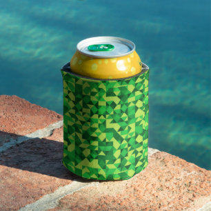 St. Patrick's Day Green Geometric Pattern Can Cooler
