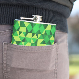 St. Patrick's Day Green Geometric Pattern Hip Flask