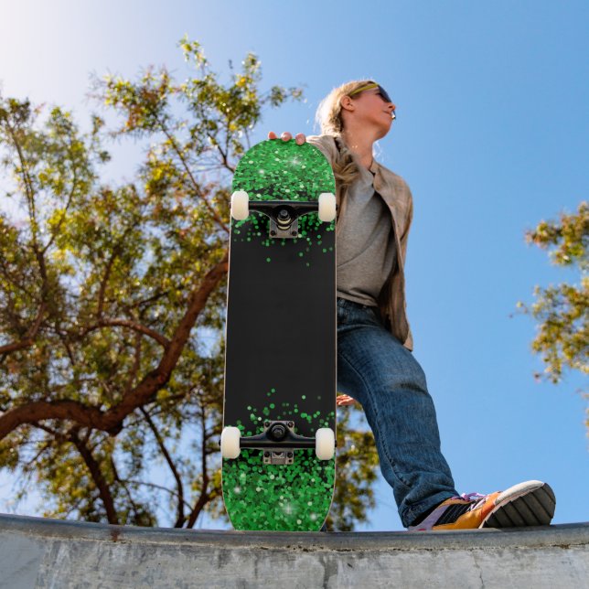 st patricks day / green glittery pattern skateboard (Outdoor 1)