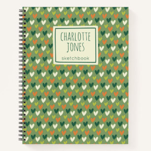 St Patrick's Day Green Hearts Personalised Drawing Notebook