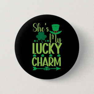 St. Patricks Day Green Irish She Is My Lucky Charm 6 Cm Round Badge