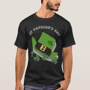 St Patricks Day Green Leprechaun Hat and Shamrock T-Shirt