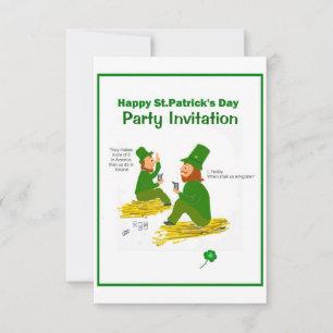 St.Patrick's Day, Green Leprechauns RSVP Invitation