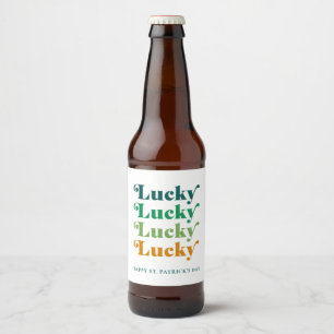 St. Patrick's Day Green & Orange Lucky  Beer Bottle Label